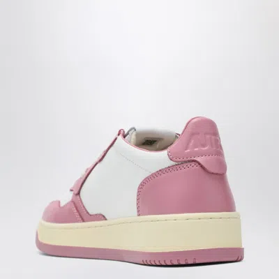 Autry Medalist Low Sneakers Bicolor In White And Polignac Leather Shoes In Pink