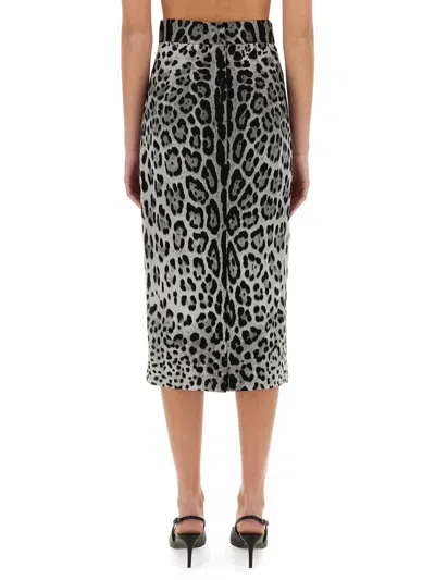 Dolce & Gabbana Charmeuse Midi Pencil Skirt In Brown