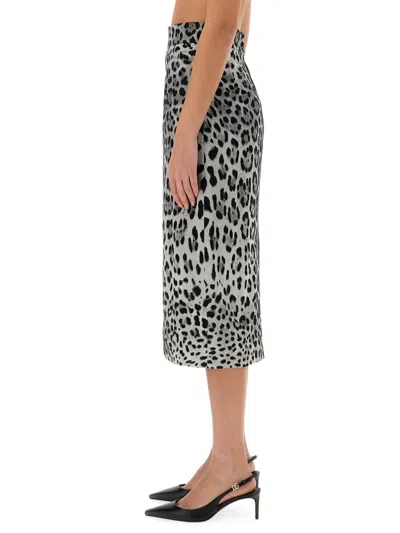 Dolce & Gabbana Charmeuse Midi Pencil Skirt In Brown