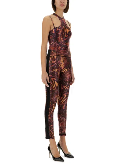 Versace Jeans Couture Bold Print Halterneck High-cut Leg Swimsuit In Multi
