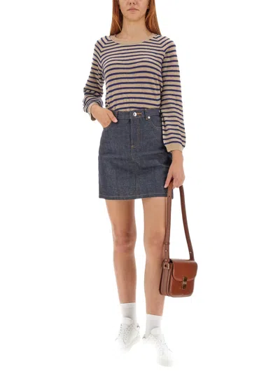 Apc Regular Fit Striped Round Neckline Sweater In Neutral
