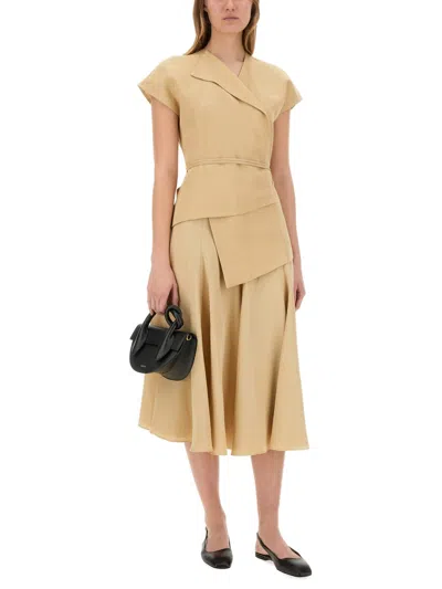 Fabiana Filippi Linen And Viscose Skirt In Brown