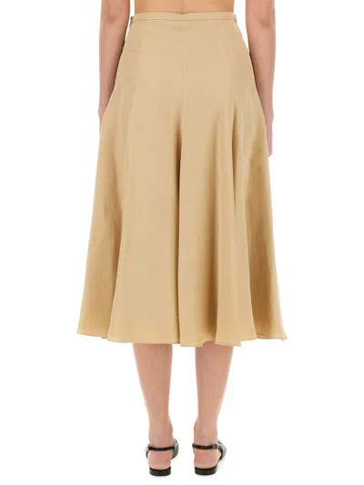 Fabiana Filippi Linen And Viscose Skirt In Brown