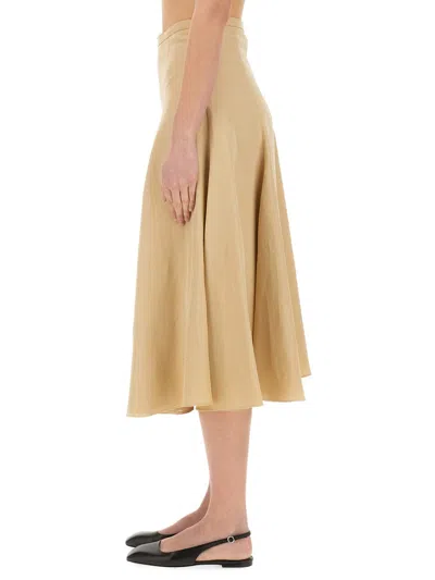 Fabiana Filippi Linen And Viscose Skirt In Brown