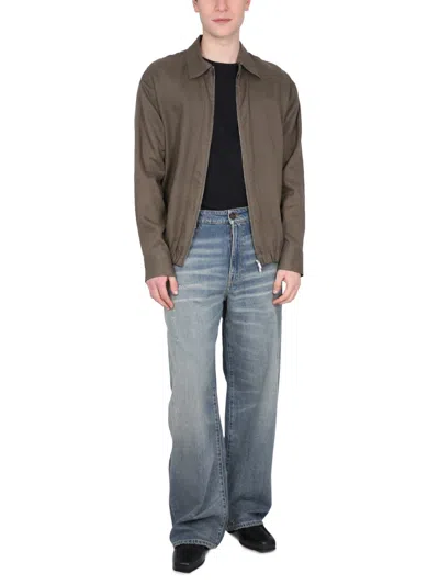 Pt Torino Elasticated Collared Linen Jacket In Gray