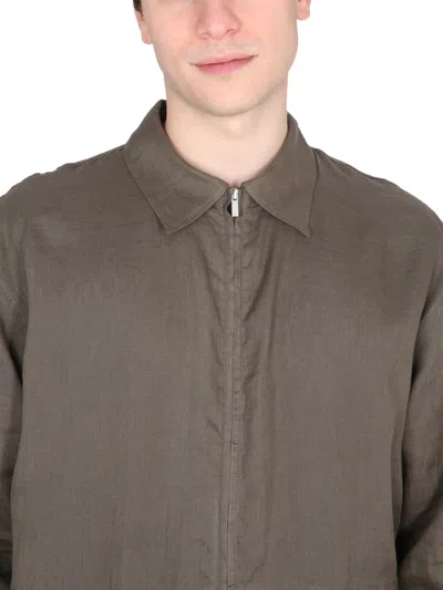 Pt Torino Elasticated Collared Linen Jacket In Gray
