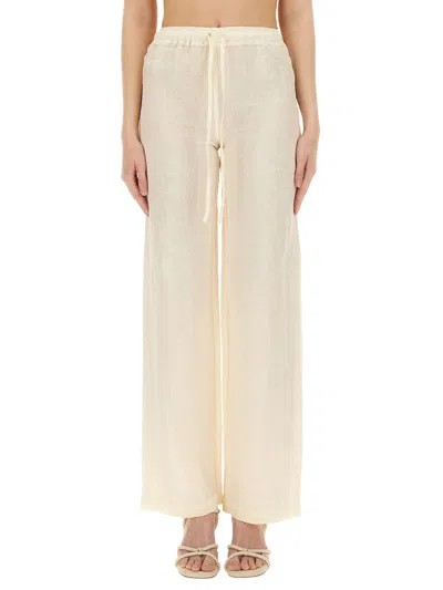 120% Lino Pantalone In Lino In Neutral