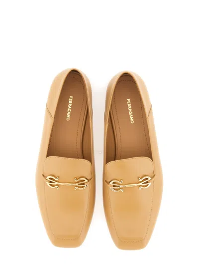 Ferragamo Loafer Square Toe Gold-tone Hardware