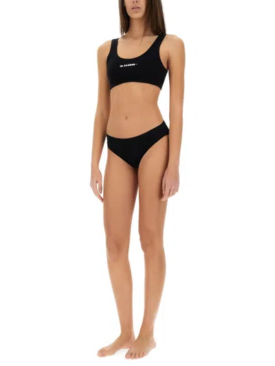 Jil Sander Logo Bikini Top In Black