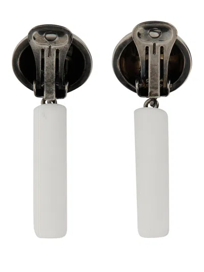 Moschino Brand Logo Drop Earrings