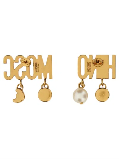 Moschino Logo Charm Earrings