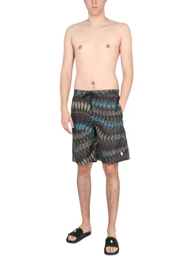 Marcelo Burlon County Of Milan Marcelo Burlon Logo Print Boxer Swimsuit In Gray