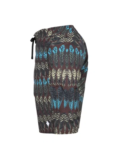 Marcelo Burlon County Of Milan Marcelo Burlon Logo Print Boxer Swimsuit In Gray