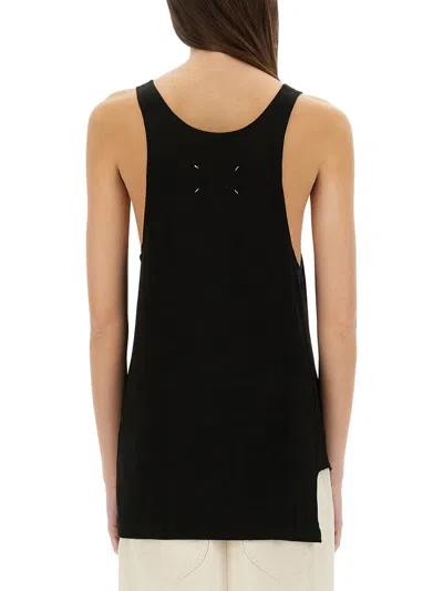 Maison Margiela Logo Stamp Tank Top In Black