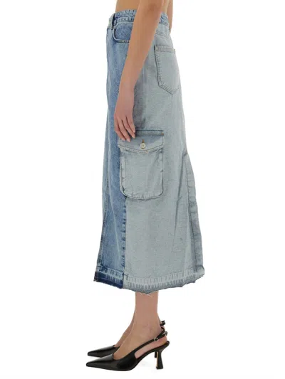 Moschino Long Denim Skirt In Blue