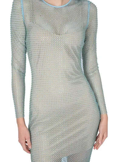 Self-portrait Long Dress In Green