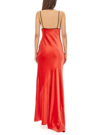Philosophy Di Lorenzo Serafini Long Draped Velvet Dress With Asymmetric Neckline In Neutral