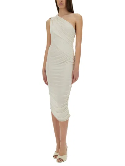 Rick Owens Draped One Shoulder Midi Dress In White