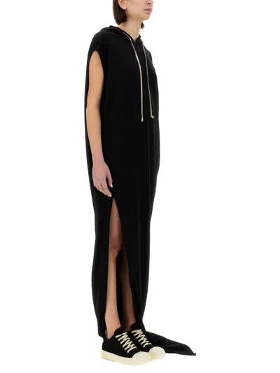 Rick Owens X Drkshdw Long Dress With Hood In Black