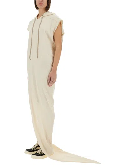 Rick Owens X Drkshdw Long Dress With Hood In Neutral