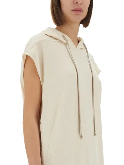 Rick Owens X Drkshdw Long Dress With Hood In Neutral