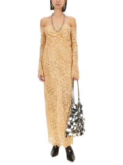 Rabanne Women's Long Dress With Sequins In Neutral