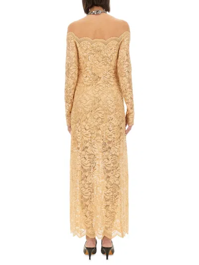 Rabanne Women's Long Dress With Sequins In Neutral