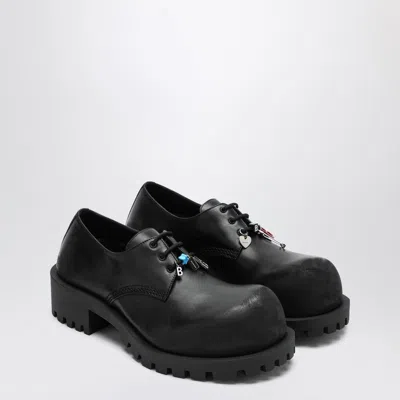 Balenciaga Black Leather Derby Hummer Lace Up Shoes In Black
