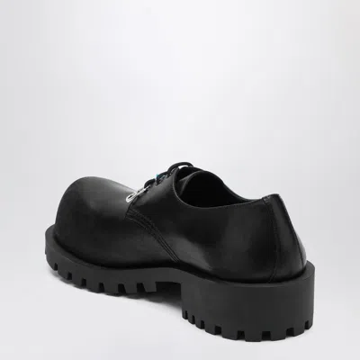 Balenciaga Black Leather Derby Hummer Lace Up Shoes In Black