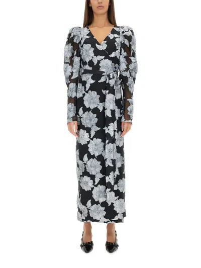 Rotate Birger Christensen Rotate Birgerchristensen Long Floral Dress In Black