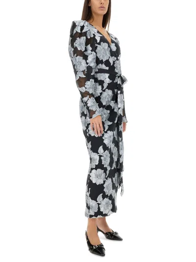 Rotate Birger Christensen Rotate Birgerchristensen Long Floral Dress In Black