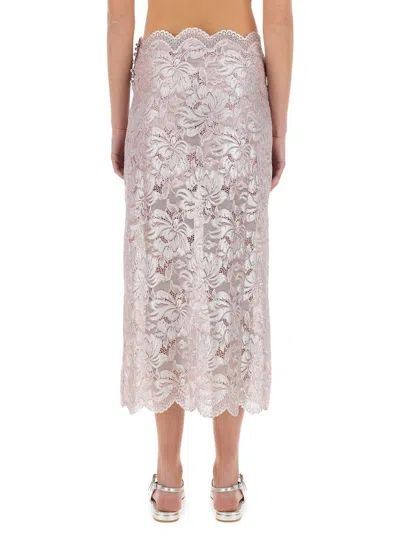 Rabanne Gonna Midi Rosa In Pink