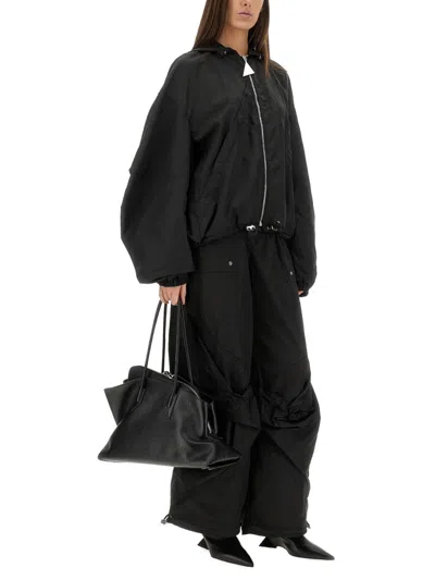 Attico High-waisted Black Elasticated Loose Fit Trousers With Pockets