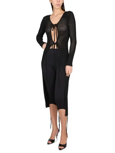 Andreädamo Andreadamo Long Perforated Jersey In Black
