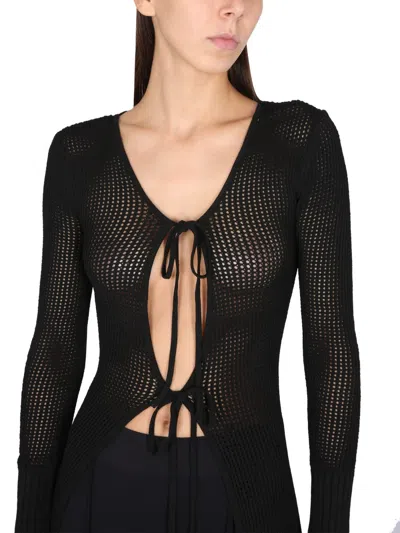 Andreädamo Andreadamo Long Perforated Jersey In Black