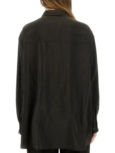 Lemaire Long-sleeved Shirt With Tie In Black