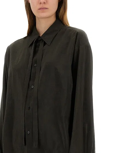 Lemaire Long-sleeved Shirt With Tie In Black