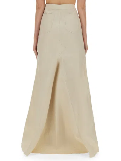 Rick Owens High-waisted Flared Hem Skirt Pockets In Neutral