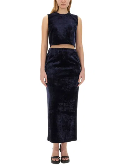 Fendi Midnight Blue Velvet Skirt In Black