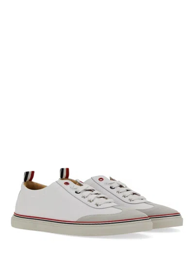 Thom Browne Low-top Leather Sneaker In Gray