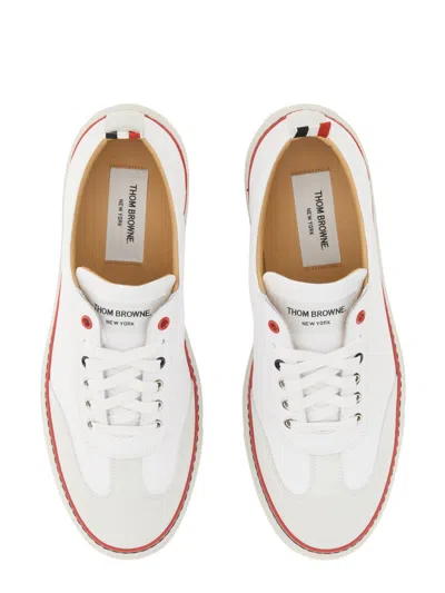 Thom Browne Low-top Leather Sneaker In Gray