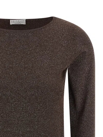 Brunello Cucinelli Lurex Sweater Sweaters And Cardigans Brown In Brown