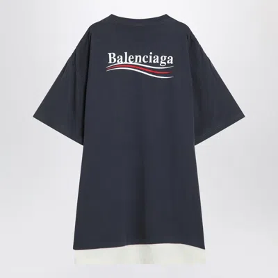 Balenciaga T-shirt Oversize In Cotone Blu  Uomo In White