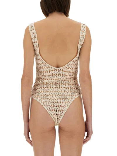 Alysi Macramé Bodysuit In Neutral