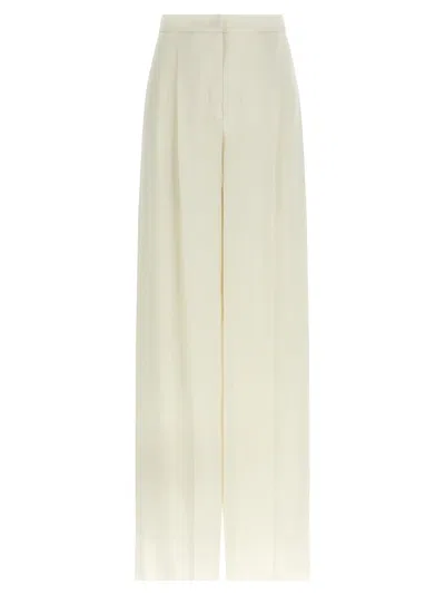 Max Mara High Waist Wide Leg Trousers With Pleats In White