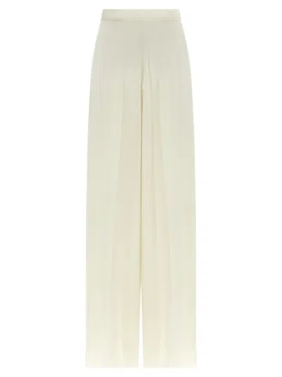 Max Mara High Waist Wide Leg Trousers With Pleats In White