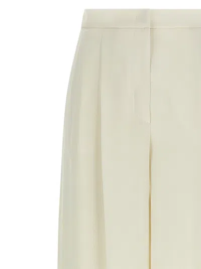 Max Mara High Waist Wide Leg Trousers With Pleats In White