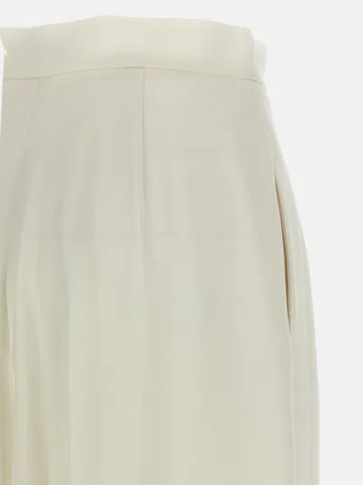 Max Mara High Waist Wide Leg Trousers With Pleats In White