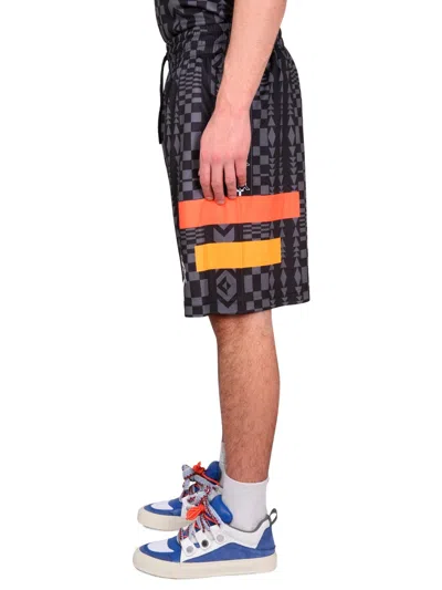 Marcelo Burlon County Of Milan Marcelo Burlon Aop Folk Kappa Soccer Shorts In Black