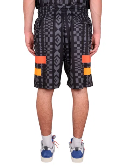 Marcelo Burlon County Of Milan Marcelo Burlon Aop Folk Kappa Soccer Shorts In Black